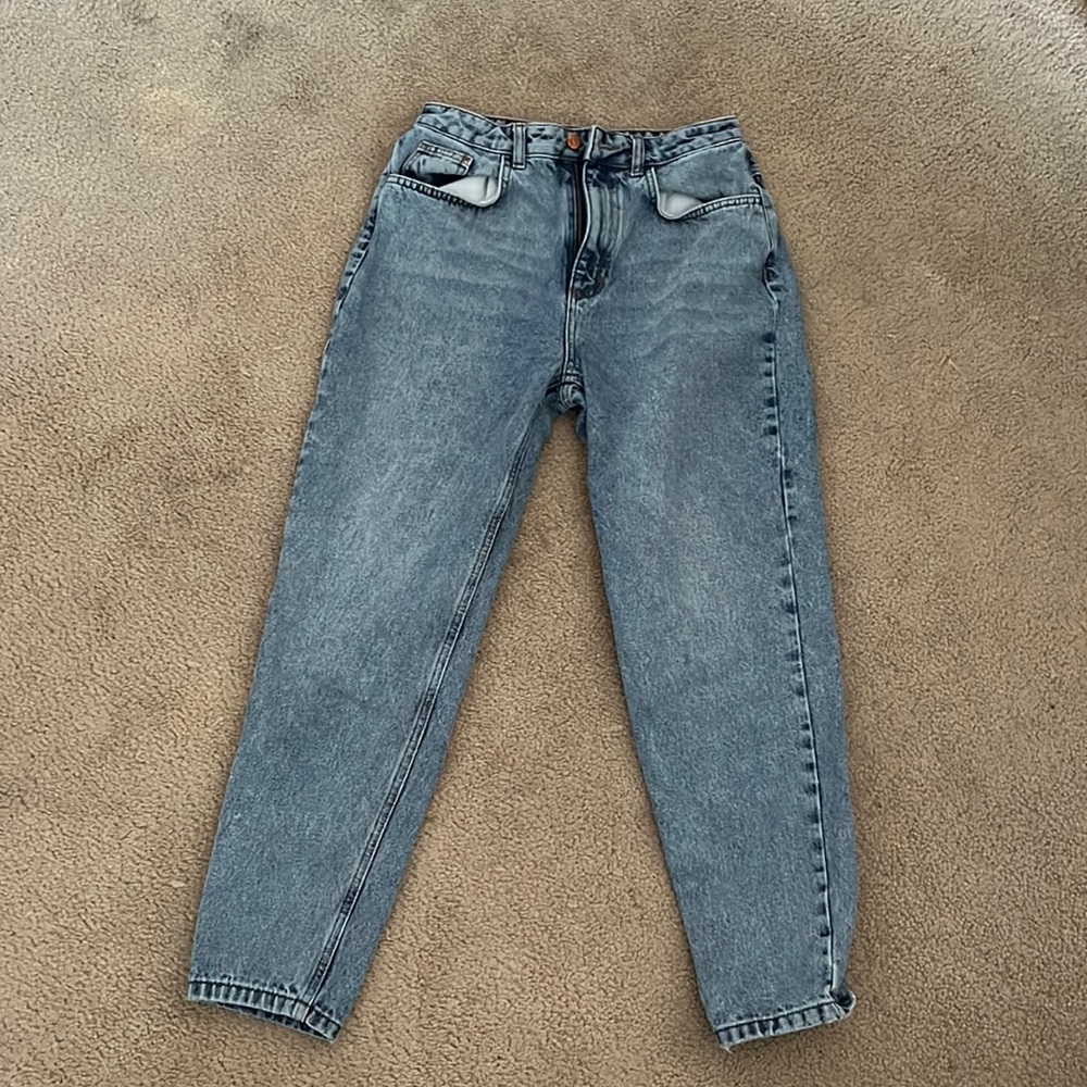 High waisted mom jeans slight acid wash